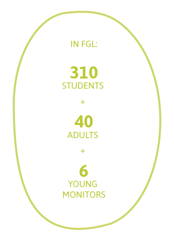 In FGL: 310 students + 40 adults + 06 young monitors
